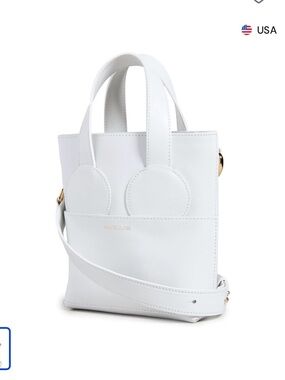 Vavvoune White Leather Mini Tote with Crossbody Strap
